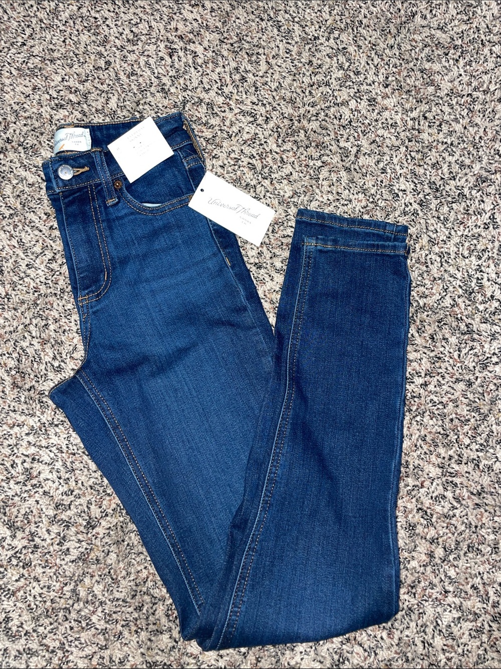 Universal Thread Stretch Skinny Super High Rise Dark Blue Denim Jeans 0 NWT